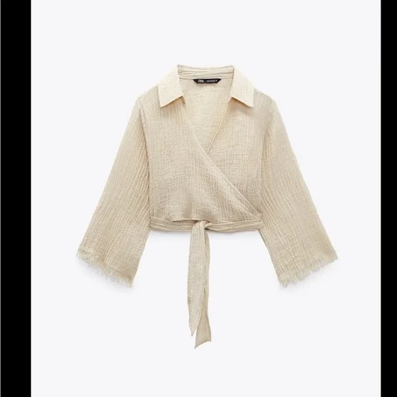 ZARA CROPPED WRAP TOP. Size S. BRAND NEW WITH TAG - Picture 2 of 10